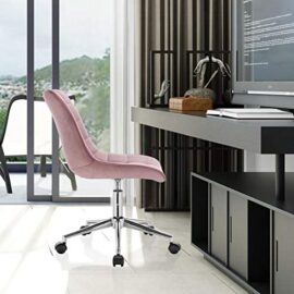 WOLTU BS76rs Chaise de Bureau Tabouret roulettes réglable en Hauteur, Tabouret de Bureau Chaise pivotante en Velours,Rose WOLTU BS76rs Chaise de Bureau Tabouret roulettes réglable en Hauteur, Tabouret de Bureau Chaise pivotante en Velours,Rose 2