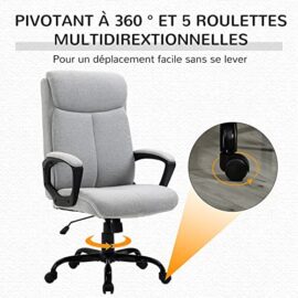 Vinsetto fauteuil de bureau manager réglable pivotant fonction bascule verrouillable lin gris clair Vinsetto fauteuil de bureau manager réglable pivotant fonction bascule verrouillable lin gris clair 7