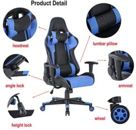 JIASEN Fauteuil de bureau racing au design ergonomique avec dossier haut, accoudoirs, hauteur réglable et soutien lombaire, parfait pour un bureau, une vidéoconférence JIASEN Fauteuil de bureau racing au design ergonomique avec dossier haut, accoudoirs, hauteur réglable et soutien lombaire, parfait pour un bureau, une vidéoconférence 7