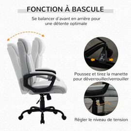 Vinsetto fauteuil de bureau manager réglable pivotant fonction bascule verrouillable lin gris clair Vinsetto fauteuil de bureau manager réglable pivotant fonction bascule verrouillable lin gris clair 5