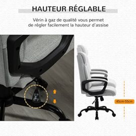 Vinsetto fauteuil de bureau manager réglable pivotant fonction bascule verrouillable lin gris clair Vinsetto fauteuil de bureau manager réglable pivotant fonction bascule verrouillable lin gris clair 4