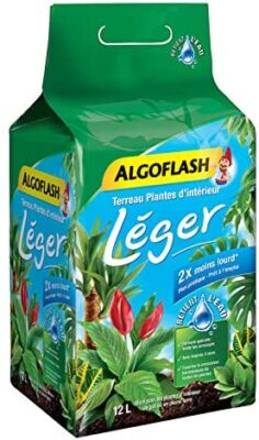 ALGOFLASH Terreau Léger Plantes Vertes, Deux fois moins lourd, Pour plantes d'intérieur en pot ou en pleine terre, 12 L, ATLEGERPV12