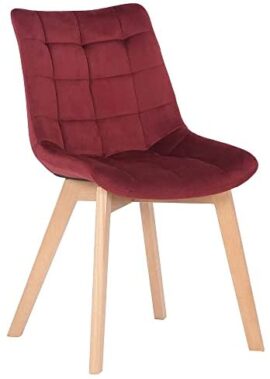 CLP Chaise De Salle A Manger Passaic en Velours I Chaise avec Surface D’assise Matelassée Pieds en Bois De Hêtre, Couleur:Rouge CLP Chaise De Salle A Manger Passaic en Velours I Chaise avec Surface D’assise Matelassée Pieds en Bois De Hêtre, Couleur:Rouge