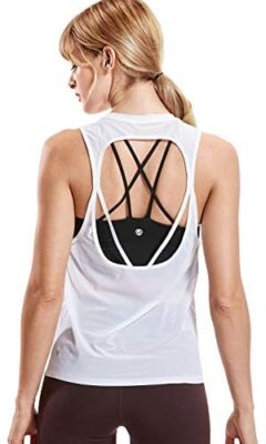 CRZ YOGA Femme Cool Débardeur Fitness Running T-Shirt avec Maille