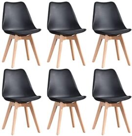 Chaises de Cuisine Lot de 6 chaises de Salle à Manger ergonomiques avec Coussin rembourré Matériau hêtre Jambes de Chaise Mobilier de Bureau à Domicile Chaises pour Salon de Chambre à Coucher