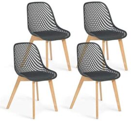 IDMarket – Lot de 4 chaises Mandy Grises pour Salle à Manger IDMarket – Lot de 4 chaises Mandy Grises pour Salle à Manger