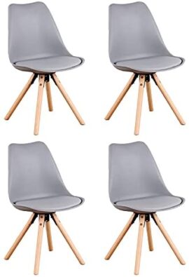 Injoy Life Lot de 4 chaises de salle à manger modernes en plastique avec pieds en bois massif et siège rembourré doux Gris Injoy Life Lot de 4 chaises de salle à manger modernes en plastique avec pieds en bois massif et siège rembourré doux Gris