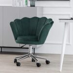 KEEPREAPER Chaise de Bureau en Velours Ergonomique Fauteuil de Bureau Chaise D'ordinateur Pivotant pour Le Ttravail à Domicile Hauteur Réglable (Vert)