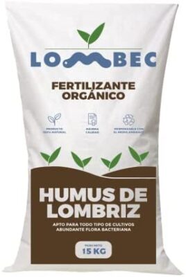 LOMBEC Engrais écologique pour Jardin Urbain. Sac de 15Kg (25L). Engrais Biologique, Vermicompost 100% Naturel. Humus Organique de vers de Terre adapté à Toutes Les cultives.