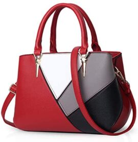 NICOLE & DORIS Sacs à main pour femme des dernières tendances Sac D'épaule de Cuir PU sacs à bandoulière aux couleurs croisées rouge