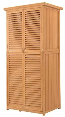 Outsunny Armoire de Jardin abri Jardin Remise pour Outils sur Pied dim. 87L x 47l x 160H cm 2 étagères Portes persiennes Toit bitumé étanche Bois pin pré-huilé