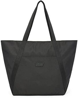 Skechers Sac a Main Femmes Bandoulieres, Sac Cabas Femmes Grand Format Sac Ordinateur Sac a Main pour les Cours Lycee, Noir