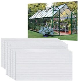 UISEBRT 14 plaques alvéolaires en polycarbonate 4 mm Plaques à double paroi 10,25 m² 60,5 x 121 cm Plaques résistantes aux UV et adaptées pour jardin, serre