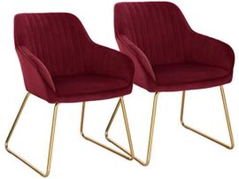 WOLTU BH246bd-2 Chaises de Salle à Manger Lot de 2 Chaise de Cuisine rembourrée en Velours Pieds en métal,Bordeaux WOLTU BH246bd-2 Chaises de Salle à Manger Lot de 2 Chaise de Cuisine rembourrée en Velours Pieds en métal,Bordeaux