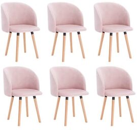 WOLTU Lot de 6 Chaise de Salle à Manger Chaise de Loisir rembourrée Assise en Velours, Rose, BH121rs-6 WOLTU Lot de 6 Chaise de Salle à Manger Chaise de Loisir rembourrée Assise en Velours, Rose, BH121rs-6