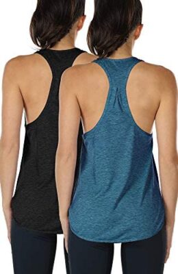 icyzone Débardeur de Yoga Femme Running Shirts sans Manches Sport Fitness Tank Top, Paquet de 2