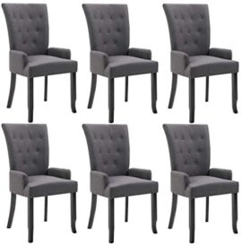 vidaXL 6X Chaises de Salle à Manger avec Accoudoirs Chaises à Dîner Chaises de Repas Meuble de Cuisine Salon Intérieur Maison Gris Foncé Tissu vidaXL 6X Chaises de Salle à Manger avec Accoudoirs Chaises à Dîner Chaises de Repas Meuble de Cuisine Salon Intérieur Maison Gris Foncé Tissu