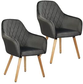 Wolmics Chaise de Salle à Manger Lot de 2 avec Accoudoirs Chaise Fauteuil Scandinave Velours,Chaise Salon à Manger Chaise Cuisine Gris Foncé Pieds en Bois Massif Wolmics Chaise de Salle à Manger Lot de 2 avec Accoudoirs Chaise Fauteuil Scandinave Velours,Chaise Salon à Manger Chaise Cuisine Gris Foncé Pieds en Bois Massif