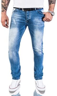 Jeans Rock Rock Designer Designer pour Hommes Jeans Stretch Slim Fit Coupe Slim [RC-2131 - Bleu très Clair - W31 L34]