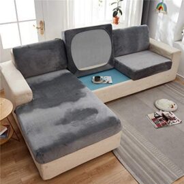 KYJSW Housse De Coussin De Canapé, Housse Coussin D’assise Extensible Velours Antidérapant, Housse De Coussin, Housse De Protection pour Meubles (Gris Clair,1-Places) KYJSW Housse De Coussin De Canapé, Housse Coussin D’assise Extensible Velours Antidérapant, Housse De Coussin, Housse De Protection pour Meubles (Gris Clair,1-Places)