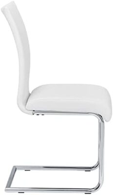 IDIMEX Lot de 4 chaises de Salle à Manger ALADINO piètement chromé revêtement synthétique Blanc IDIMEX Lot de 4 chaises de Salle à Manger ALADINO piètement chromé revêtement synthétique Blanc 3