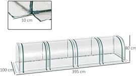 HOMCOM Serre de Jardin Tunnel 4L x 1l x 0,8H m 4 Portes zippées bâche PVC Transparent métal époxy Vert HOMCOM Serre de Jardin Tunnel 4L x 1l x 0,8H m 4 Portes zippées bâche PVC Transparent métal époxy Vert 3