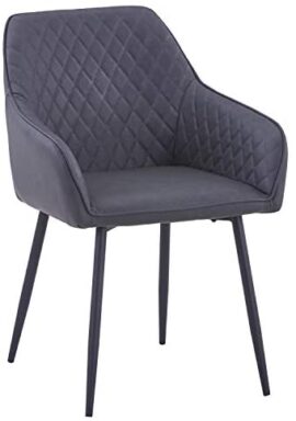 JYMTOM Lot de 4 Chaises en Cuir Synthétique avec Accoudoirs et des Pieds en Métal de Salle à Manger ou de Bureau (Gris) JYMTOM Lot de 4 Chaises en Cuir Synthétique avec Accoudoirs et des Pieds en Métal de Salle à Manger ou de Bureau (Gris) 4