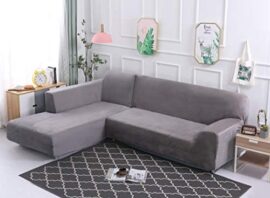 ele ELEOPTION Lot de 2 Housses de canapé 3 Places/Elastic Stretch/pour canapés en L/Comprend 2 Housses de Coussin Gris Argent ele ELEOPTION Lot de 2 Housses de canapé 3 Places/Elastic Stretch/pour canapés en L/Comprend 2 Housses de Coussin Gris Argent 2