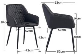 JYMTOM Lot de 4 Chaises en Cuir Synthétique avec Accoudoirs et des Pieds en Métal de Salle à Manger ou de Bureau (Gris) JYMTOM Lot de 4 Chaises en Cuir Synthétique avec Accoudoirs et des Pieds en Métal de Salle à Manger ou de Bureau (Gris) 3