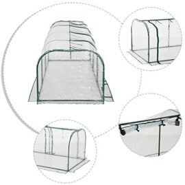 HOMCOM Serre de Jardin Tunnel 4L x 1l x 0,8H m 4 Portes zippées bâche PVC Transparent métal époxy Vert HOMCOM Serre de Jardin Tunnel 4L x 1l x 0,8H m 4 Portes zippées bâche PVC Transparent métal époxy Vert 9