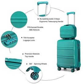 Kono Set de 2 Valises de Voyage Rigide Bagage Cabine à Main 55cm Légere à 4 roulettes avec Serrure TSA + Portable Vanity Case (Turquoise) Kono Set de 2 Valises de Voyage Rigide Bagage Cabine à Main 55cm Légere à 4 roulettes avec Serrure TSA + Portable Vanity Case (Turquoise) 4