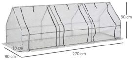 Outsunny Mini Serre de Jardin Serre à tomates 270L x 90l x 90H cm Acier PE Haute densité 140 g/m² Anti-UV 3 fenêtres avec Zip enroulables Blanc Outsunny Mini Serre de Jardin Serre à tomates 270L x 90l x 90H cm Acier PE Haute densité 140 g/m² Anti-UV 3 fenêtres avec Zip enroulables Blanc 3