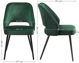 SONGMICS Lot de 2 Chaises de Salle à Manger, Chaise de Loisirs Moderne en Velours, Chaise de Cuisine rembourrée avec Pieds en métal, pour Salon, Vert LDC81GN SONGMICS Lot de 2 Chaises de Salle à Manger, Chaise de Loisirs Moderne en Velours, Chaise de Cuisine rembourrée avec Pieds en métal, pour Salon, Vert LDC81GN 6