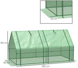 Outsunny Mini Serre de Jardin Serre à tomates dim. 180L x 90l x 90H cm Acier PE Haute densité 140 g/m² Anti-UV 2 fenêtres zippées enroulables Vert Outsunny Mini Serre de Jardin Serre à tomates dim. 180L x 90l x 90H cm Acier PE Haute densité 140 g/m² Anti-UV 2 fenêtres zippées enroulables Vert 3