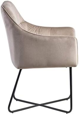 FineBuy Chaise de Salle à Manger Beige Velours/Métal Design Moderne | Chaise Cuisine avec Accoudoir et Dossier | Chaise Rembourrée Capacité de Charge maximale 110 kg FineBuy Chaise de Salle à Manger Beige Velours/Métal Design Moderne | Chaise Cuisine avec Accoudoir et Dossier | Chaise Rembourrée Capacité de Charge maximale 110 kg 4