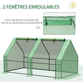 Outsunny Mini Serre de Jardin Serre à tomates dim. 180L x 90l x 90H cm Acier PE Haute densité 140 g/m² Anti-UV 2 fenêtres zippées enroulables Vert Outsunny Mini Serre de Jardin Serre à tomates dim. 180L x 90l x 90H cm Acier PE Haute densité 140 g/m² Anti-UV 2 fenêtres zippées enroulables Vert 6