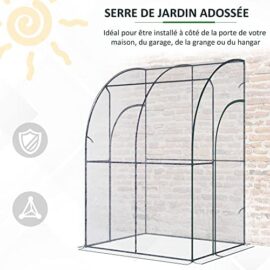 Outsunny Serre de Jardin adossée Serre adossée dim. 1,43L x 1,18l x 2,12H m 2 Portes zippées enroulables Acier PVC Transparent Outsunny Serre de Jardin adossée Serre adossée dim. 1,43L x 1,18l x 2,12H m 2 Portes zippées enroulables Acier PVC Transparent 6