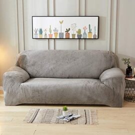 ele ELEOPTION Lot de 2 Housses de canapé 3 Places/Elastic Stretch/pour canapés en L/Comprend 2 Housses de Coussin Gris Argent ele ELEOPTION Lot de 2 Housses de canapé 3 Places/Elastic Stretch/pour canapés en L/Comprend 2 Housses de Coussin Gris Argent 3