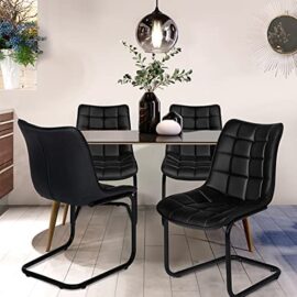 IDMarket – Lot de 4 chaises Mae Noires en PU pour Salle à Manger IDMarket – Lot de 4 chaises Mae Noires en PU pour Salle à Manger 2