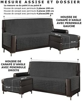 Banzaii Housse de Canapé d’Angle Réversible Matelassée avec Méridien Gauche / Droite – Protège Canapé Anti-Taches en Forme de L 3 Places 240 cm, Gris Foncé Banzaii Housse de Canapé d’Angle Réversible Matelassée avec Méridien Gauche / Droite – Protège Canapé Anti-Taches en Forme de L 3 Places 240 cm, Gris Foncé 3