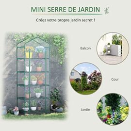 Outsunny Serre de Jardin Balcon étagère Serre 5 Niveaux 0,69L x 0,49l x 1,93H m Acier galvanisé bâche Amovible PVC Vert Outsunny Serre de Jardin Balcon étagère Serre 5 Niveaux 0,69L x 0,49l x 1,93H m Acier galvanisé bâche Amovible PVC Vert 7