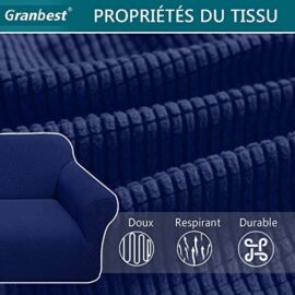 Granbest Housse de Canapé Extensible Jacquard 1 Pièce Housse Canapé 2 Places avec Accoudoirs Revêtement de Canapé (2 Places, Bleu Foncé) Granbest Housse de Canapé Extensible Jacquard 1 Pièce Housse Canapé 2 Places avec Accoudoirs Revêtement de Canapé (2 Places, Bleu Foncé) 4