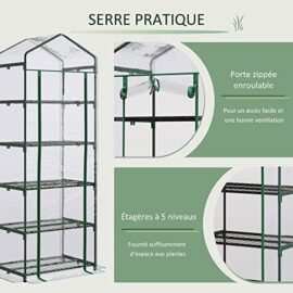 Outsunny Serre de Jardin Balcon étagère Serre 5 Niveaux 0,69L x 0,49l x 1,93H m Acier galvanisé bâche Amovible PVC Vert Outsunny Serre de Jardin Balcon étagère Serre 5 Niveaux 0,69L x 0,49l x 1,93H m Acier galvanisé bâche Amovible PVC Vert 6