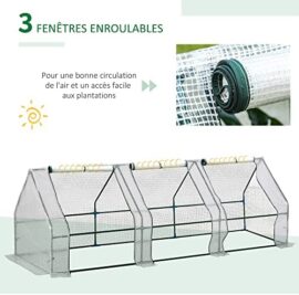 Outsunny Mini Serre de Jardin Serre à tomates 270L x 90l x 90H cm Acier PE Haute densité 140 g/m² Anti-UV 3 fenêtres avec Zip enroulables Blanc Outsunny Mini Serre de Jardin Serre à tomates 270L x 90l x 90H cm Acier PE Haute densité 140 g/m² Anti-UV 3 fenêtres avec Zip enroulables Blanc 5