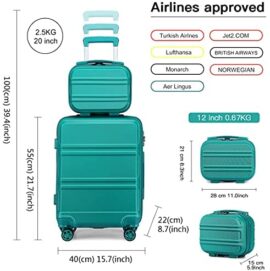 Kono Set de 2 Valises de Voyage Rigide Bagage Cabine à Main 55cm Légere à 4 roulettes avec Serrure TSA + Portable Vanity Case (Turquoise) Kono Set de 2 Valises de Voyage Rigide Bagage Cabine à Main 55cm Légere à 4 roulettes avec Serrure TSA + Portable Vanity Case (Turquoise) 2