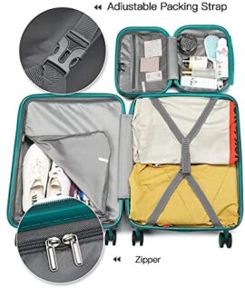 Kono Set de 2 Valises de Voyage Rigide Bagage Cabine à Main 55cm Légere à 4 roulettes avec Serrure TSA + Portable Vanity Case (Turquoise) Kono Set de 2 Valises de Voyage Rigide Bagage Cabine à Main 55cm Légere à 4 roulettes avec Serrure TSA + Portable Vanity Case (Turquoise) 6