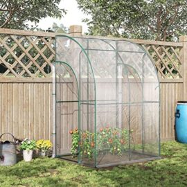 Outsunny Serre de Jardin adossée Serre adossée dim. 1,43L x 1,18l x 2,12H m 2 Portes zippées enroulables Acier PVC Transparent Outsunny Serre de Jardin adossée Serre adossée dim. 1,43L x 1,18l x 2,12H m 2 Portes zippées enroulables Acier PVC Transparent 2