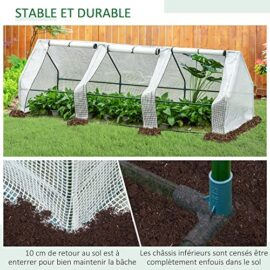 Outsunny Mini Serre de Jardin Serre à tomates 270L x 90l x 90H cm Acier PE Haute densité 140 g/m² Anti-UV 3 fenêtres avec Zip enroulables Blanc Outsunny Mini Serre de Jardin Serre à tomates 270L x 90l x 90H cm Acier PE Haute densité 140 g/m² Anti-UV 3 fenêtres avec Zip enroulables Blanc 6