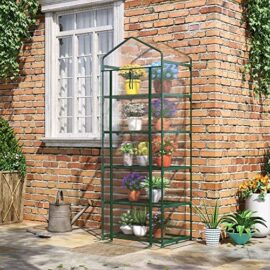 Outsunny Serre de Jardin Balcon étagère Serre 5 Niveaux 0,69L x 0,49l x 1,93H m Acier galvanisé bâche Amovible PVC Vert Outsunny Serre de Jardin Balcon étagère Serre 5 Niveaux 0,69L x 0,49l x 1,93H m Acier galvanisé bâche Amovible PVC Vert 4