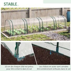 HOMCOM Serre de Jardin Tunnel 4L x 1l x 0,8H m 4 Portes zippées bâche PVC Transparent métal époxy Vert HOMCOM Serre de Jardin Tunnel 4L x 1l x 0,8H m 4 Portes zippées bâche PVC Transparent métal époxy Vert 5